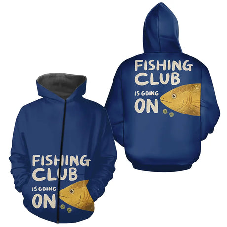 Polo Cadeau Pêche "Fishing Club" - Bleue Personnalisé - Zippe Hoodie Homme