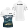 Polo Cadeau Pêche Personnalisé Prénom - Blanc & Bleu Truite - Polo Homme