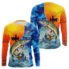 Polo Cadeau Pêcheur Brochet - Orange & Bleu Personnalisable - Long Sleeves Homme