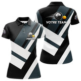 Polo Cadeau Pétanque - Boules Noir & Gris Équipe - Polo Femme