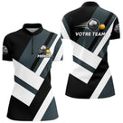Polo Cadeau Pétanque - Boules Noir & Gris Équipe - Polo Zippé Femme