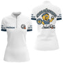 Polo Cadeau Pétanque - Bouliste Blanc & Bleu Personnalisé - Polo Zippé Femme