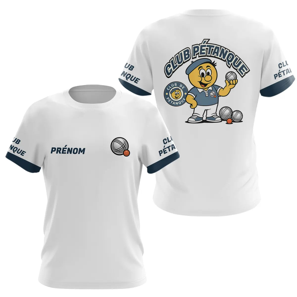 Polo Cadeau Pétanque - Bouliste Blanc & Bleu Personnalisé - T-Shirt Femme