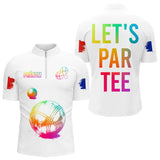 Polo Cadeau Pétanque Boules - Passion Blanc Multicolore - Polo Zippé Homme