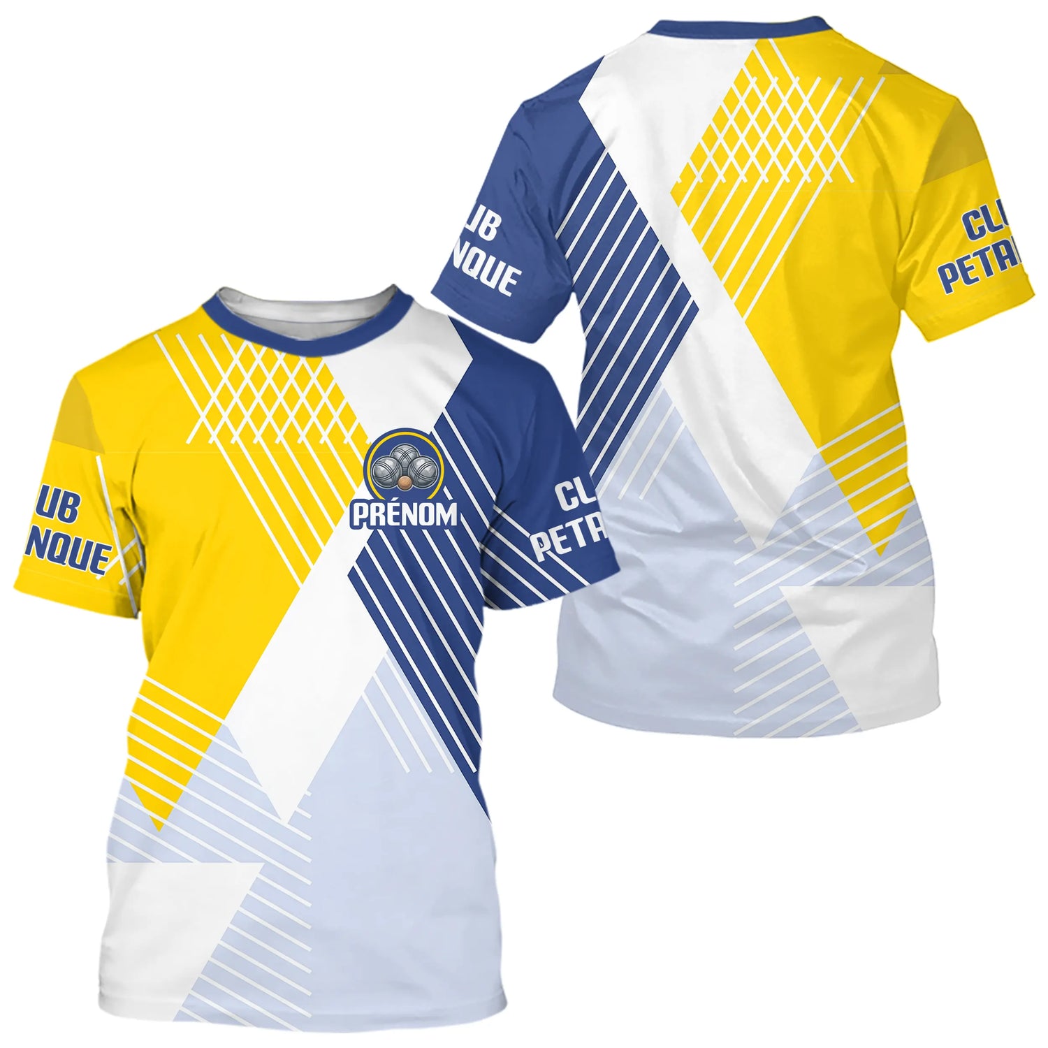Polo Cadeau Pétanque Customization - Boules Bleu & Jaune - T-Shirt Homme