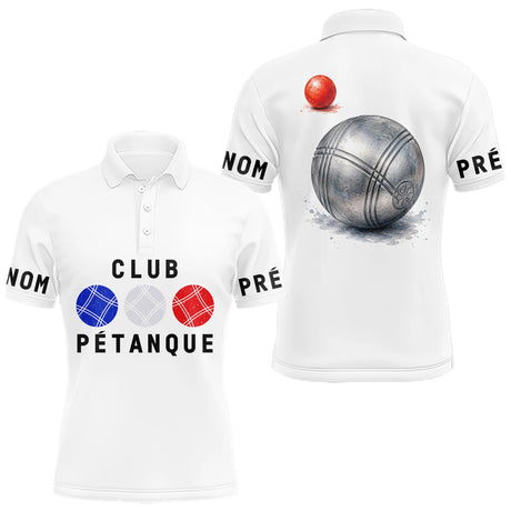 Polo Cadeau Pétanque Homme Femme - Français Bleu Blanc - Polo Homme