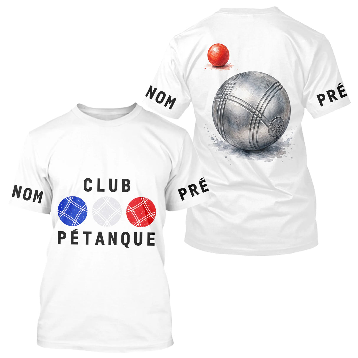 Polo Cadeau Pétanque Homme Femme - Français Bleu Blanc - T-Shirt Homme