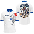 Polo Cadeau Pétanque Homme Femme - Passion Drapeau Français - Polo Zippé Homme