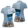 Polo Cadeau Pétanque Homme Femme - Personnalisé Bleu Boules - Polo Femme