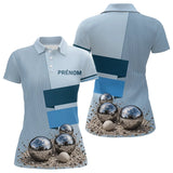 Polo Cadeau Pétanque Homme Femme - Personnalisé Bleu Boules - Polo Femme
