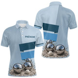 Polo Cadeau Pétanque Homme Femme - Personnalisé Bleu Boules - Polo Homme