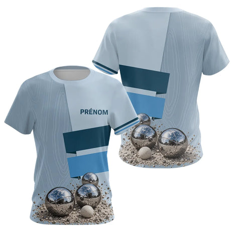 Polo Cadeau Pétanque Homme Femme - Personnalisé Bleu Boules - T-Shirt Femme