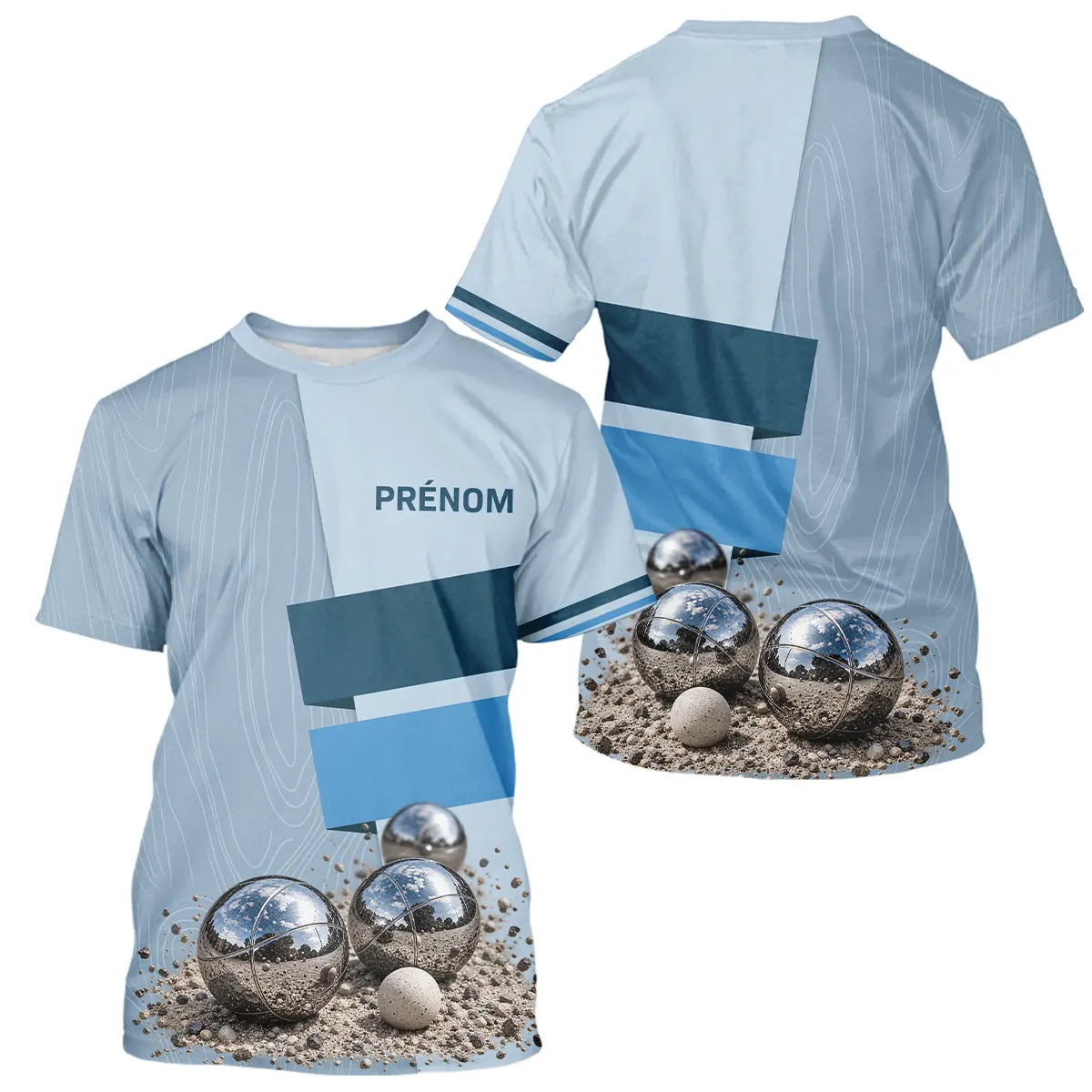Polo Cadeau Pétanque Homme Femme - Personnalisé Bleu Boules - T-Shirt Homme