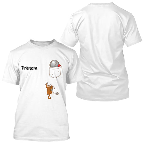 Polo Cadeau Pétanque Personnalisé Prénom - Style Unique Blanc - T-Shirt Homme