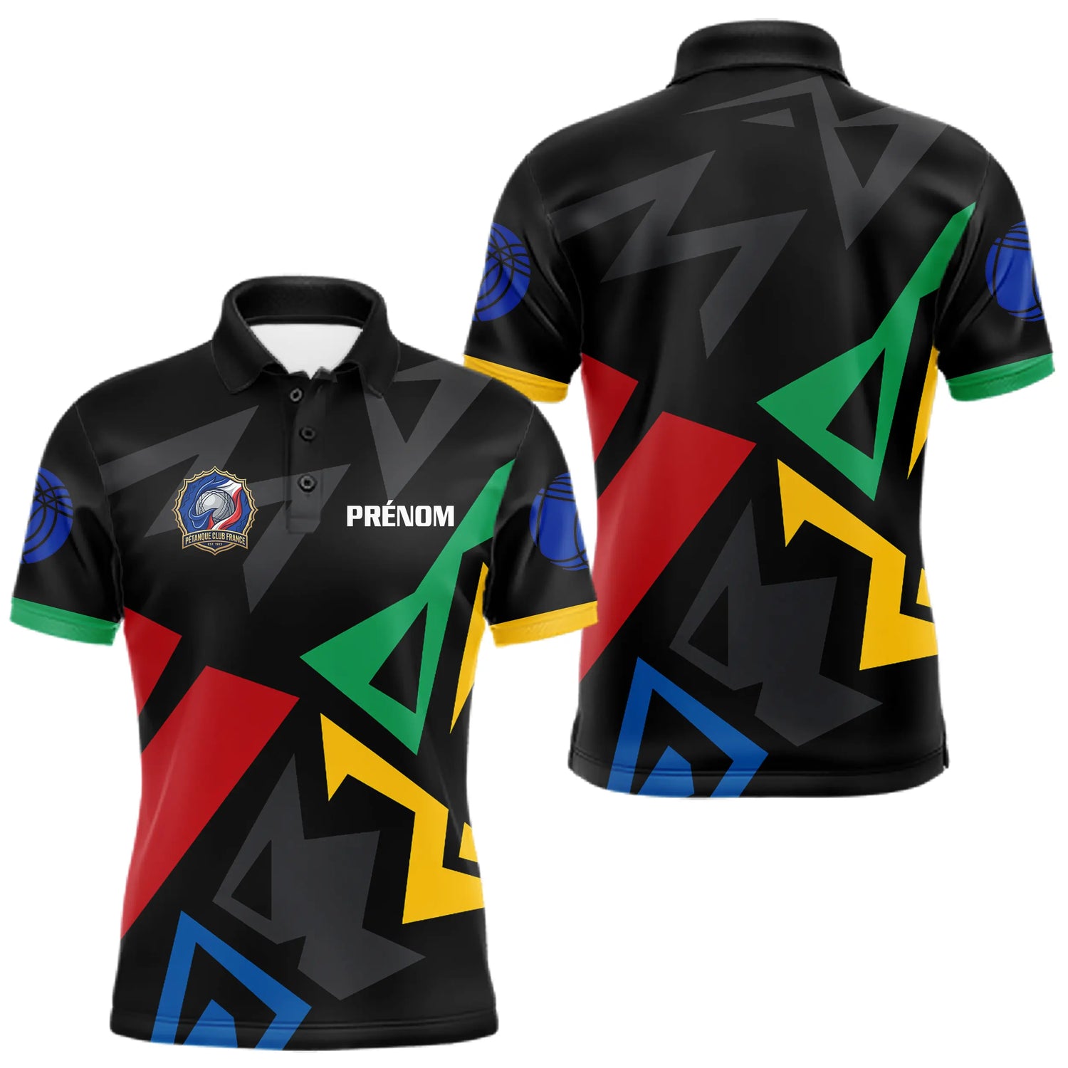 Polo Cadeau Pétanqueur Homme Femme - Équipe Noir Multicolore - Polo Homme