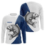 Polo Carpiste Personnalisé - Motif Écailles Bleu Et Blanc - Long Sleeves Homme