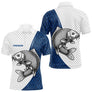 Polo Carpiste Personnalisé - Motif Écailles Bleu Et Blanc - Polo Homme