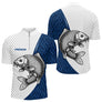 Polo Carpiste Personnalisé - Motif Écailles Bleu Et Blanc - Polo Zippe Homme