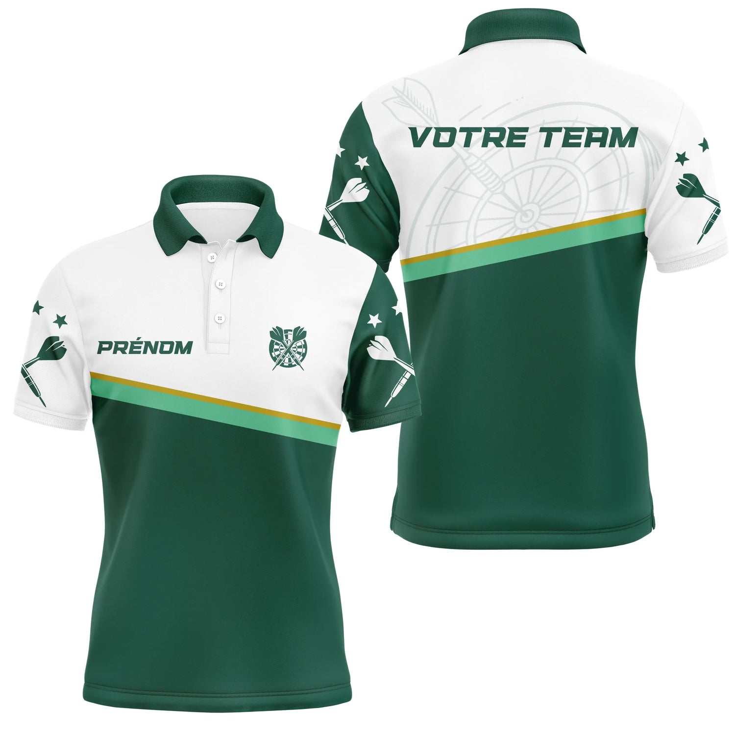 Polo Club Fléchettes Personnalisé – Classique Vert & Blanc - Polo Homme
