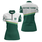 Polo Club Fléchettes Personnalisé – Classique Vert & Blanc - Polo Zippé Femme