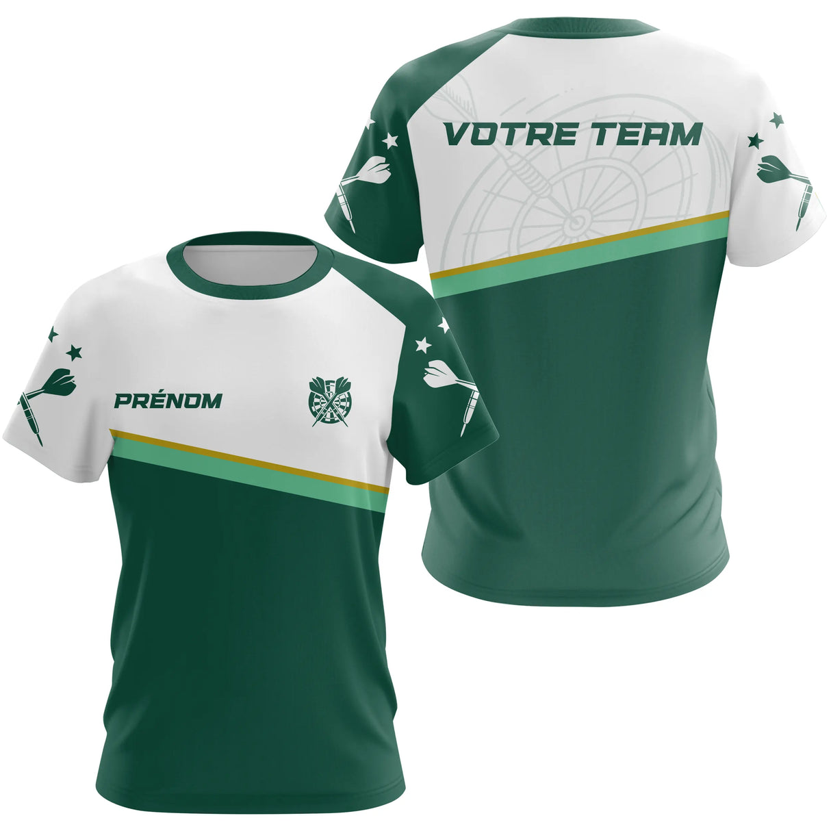 Polo Club Fléchettes Personnalisé – Classique Vert & Blanc - T-Shirt Femme
