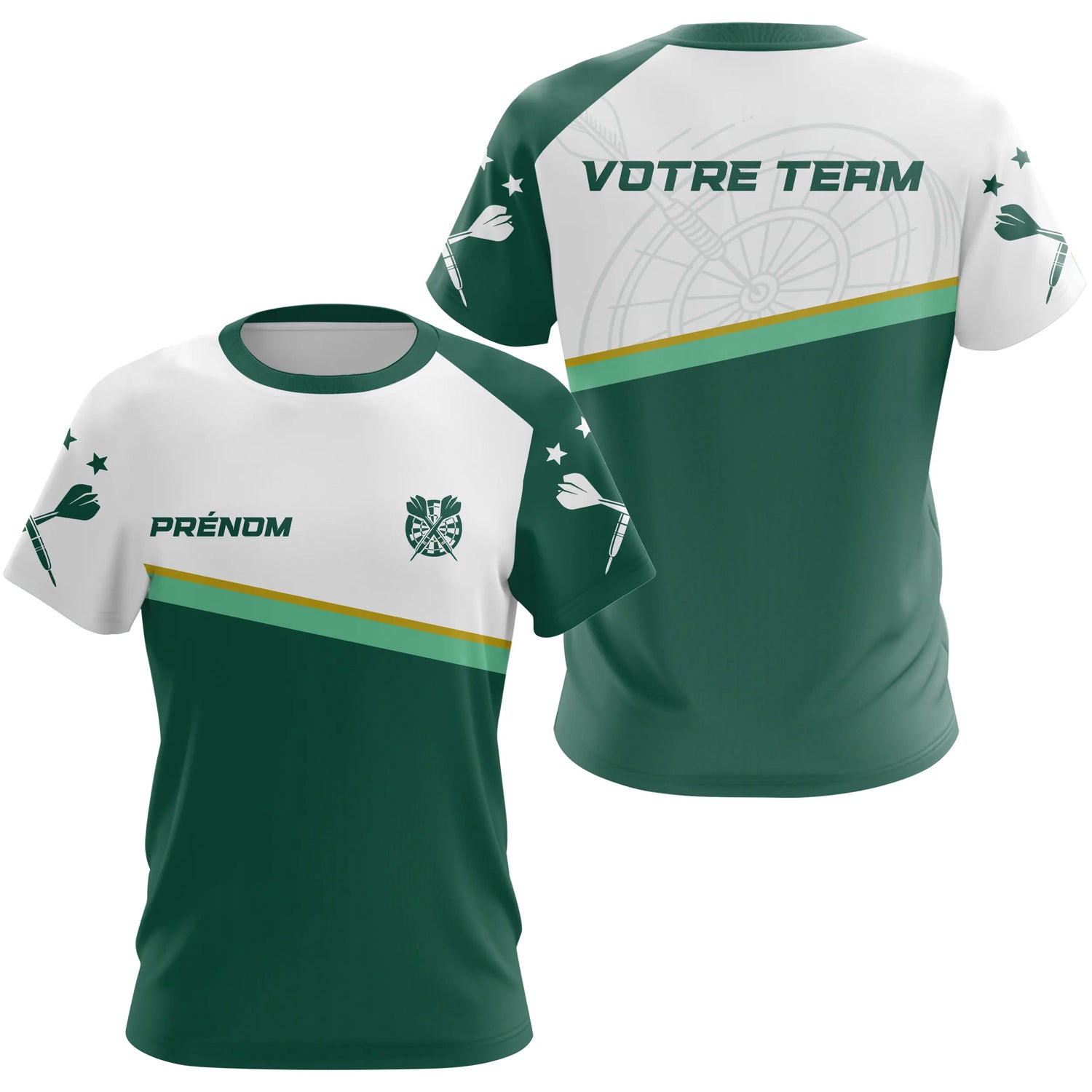 Polo Club Fléchettes Personnalisé – Classique Vert & Blanc - T-Shirt Femme