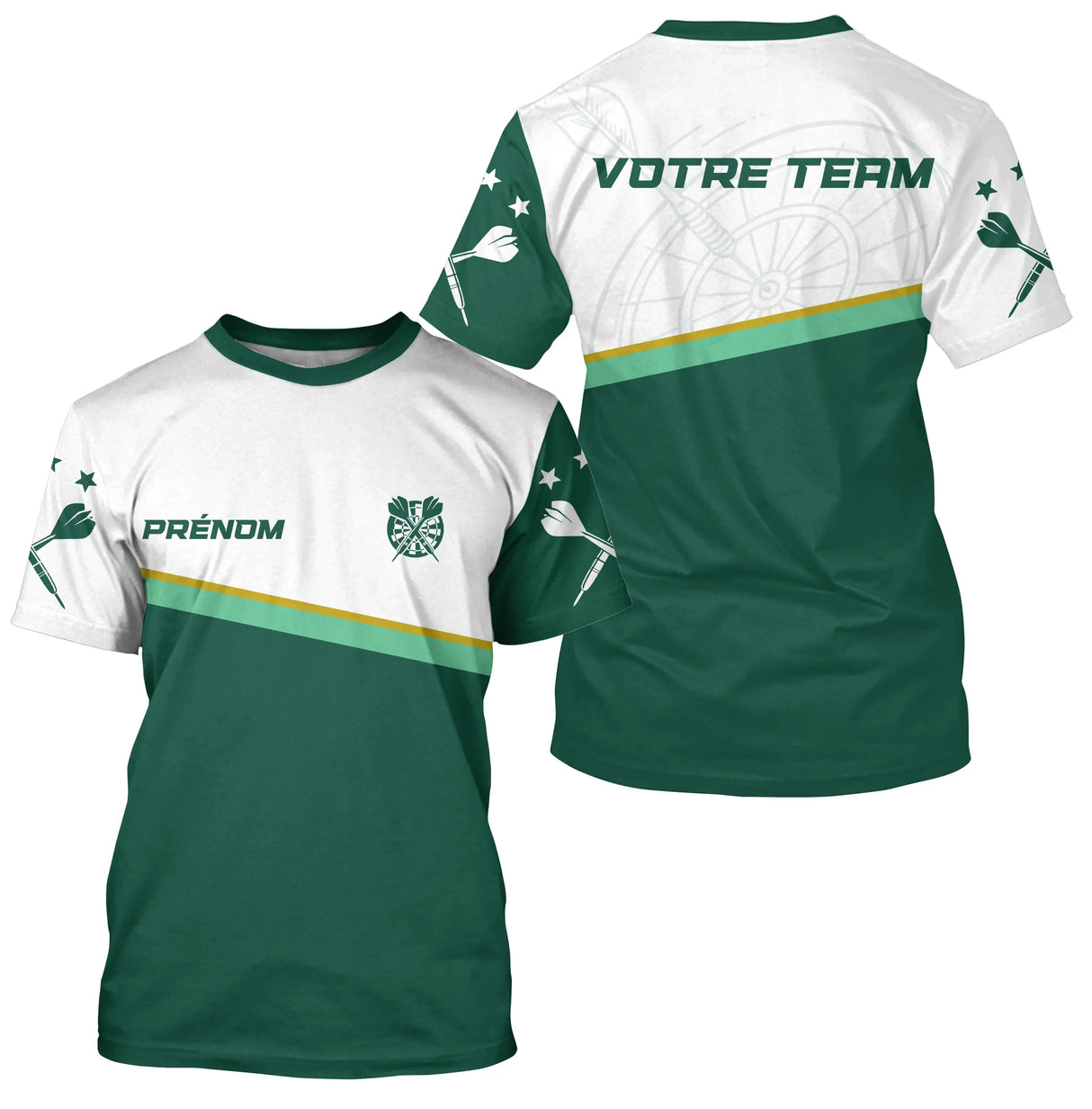 Polo Club Fléchettes Personnalisé – Classique Vert & Blanc - T-Shirt Homme