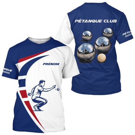 Polo Club Pétanque Homme Femme - Bleu Blanc Rouge Tricolore - T-Shirt Homme