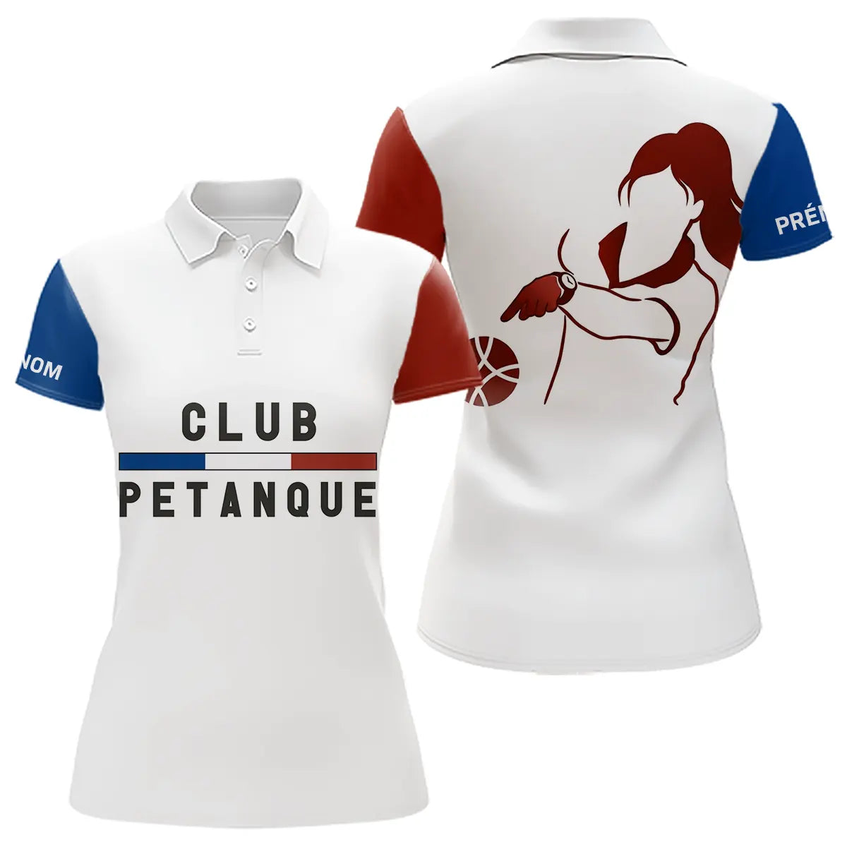 Polo Club Pétanque Homme Femme - Drapeau Français Bouliste - Polo Femme