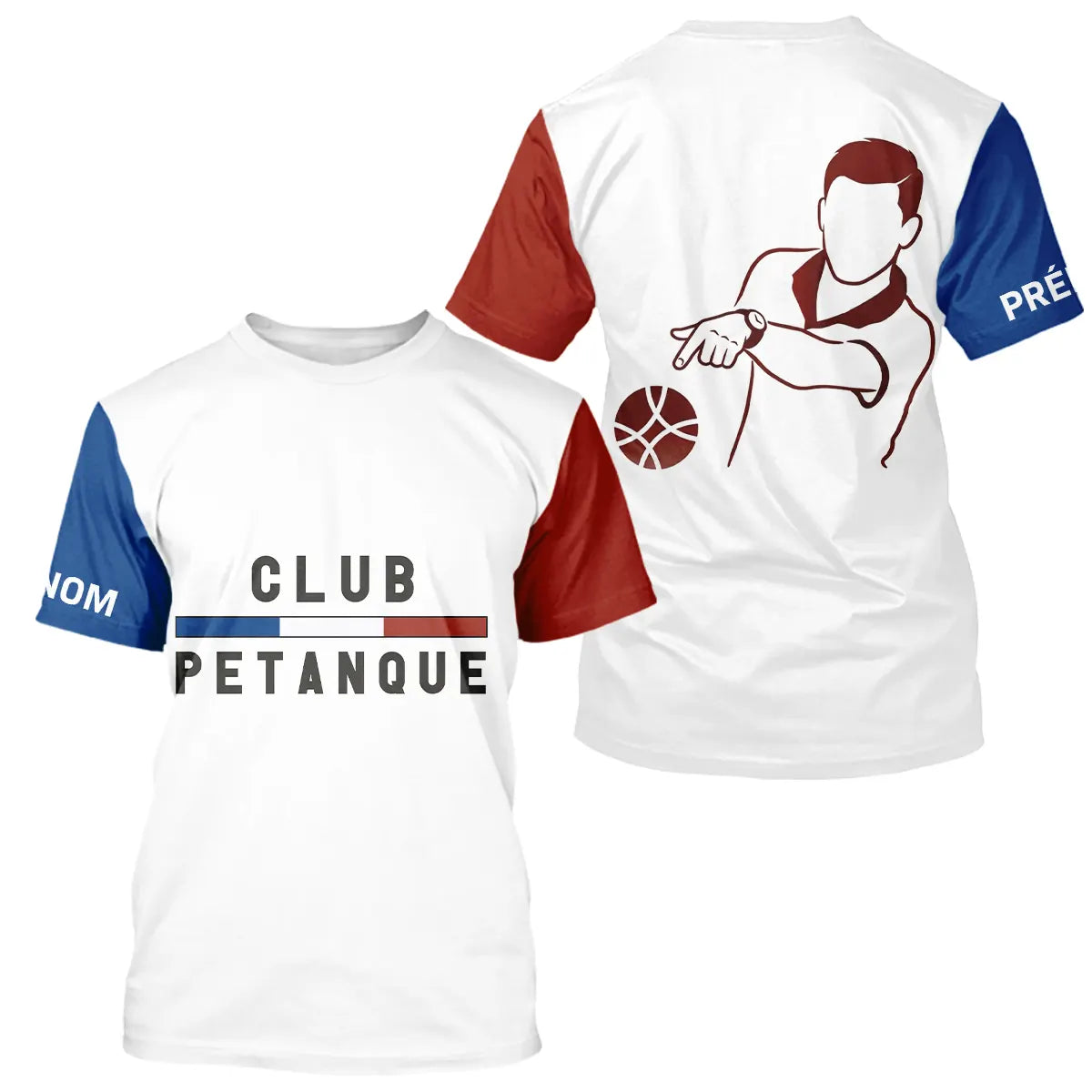 Polo Club Pétanque Homme Femme - Drapeau Français Bouliste - T-Shirt Homme
