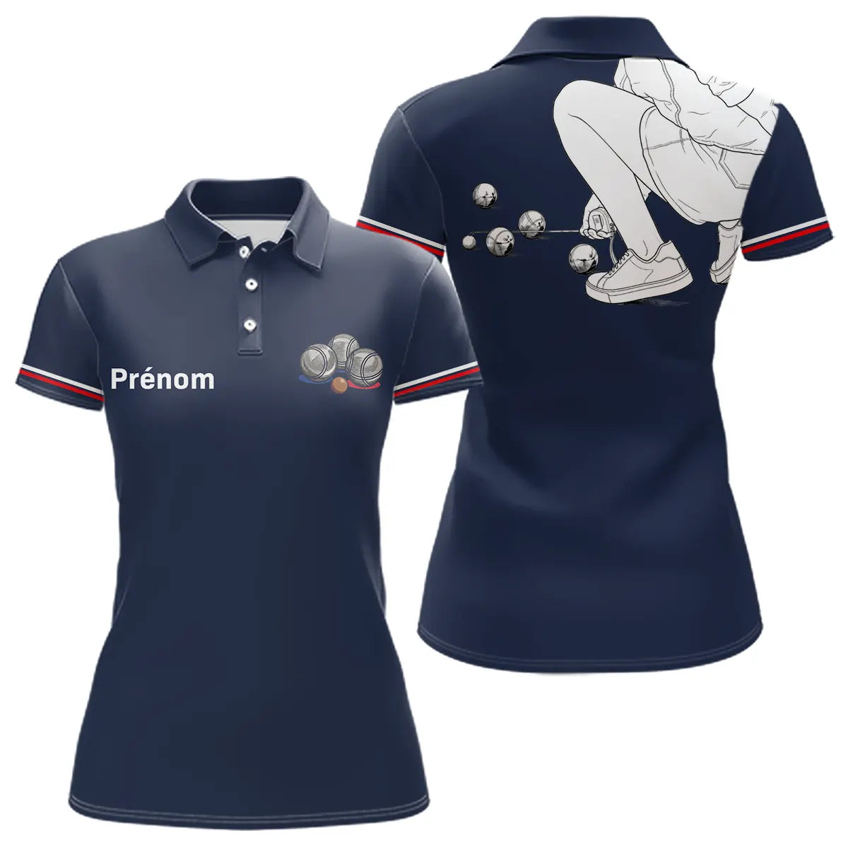 Polo Club Pétanque Homme Femme - Personnalisé Bleu Marine - Polo Femme
