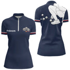 Polo Club Pétanque Homme Femme - Personnalisé Bleu Marine - Polo Zippé Femme