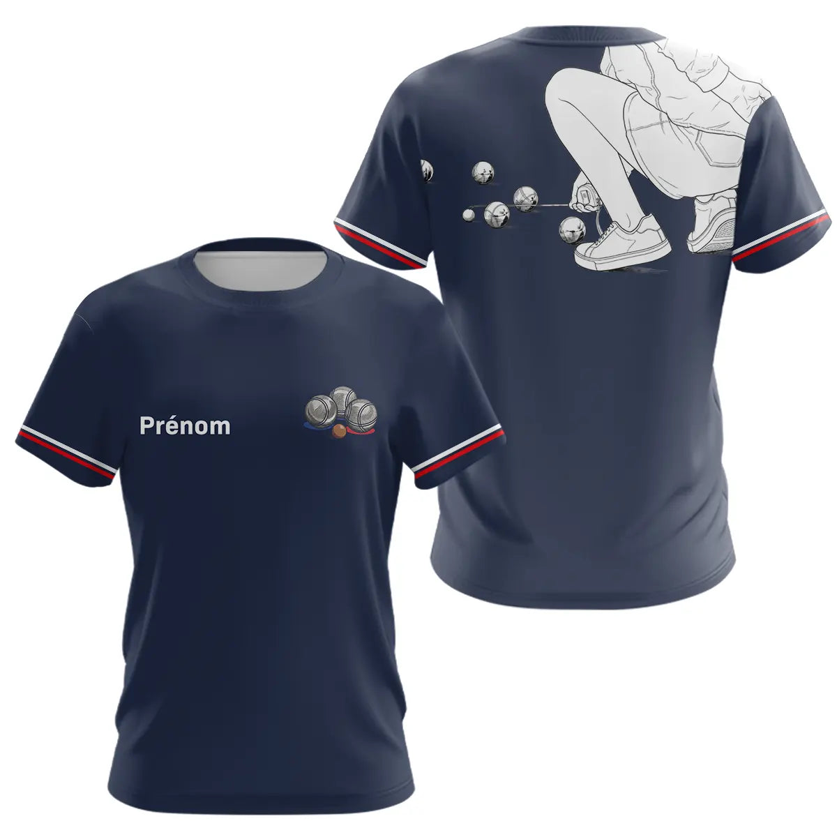 Polo Club Pétanque Homme Femme - Personnalisé Bleu Marine - T-Shirt Femme