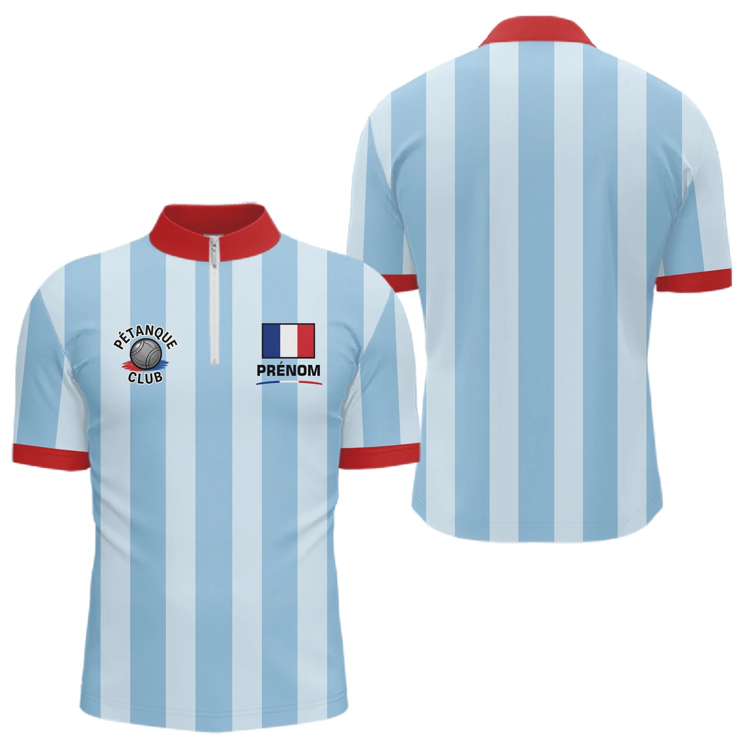 Polo Club Pétanque Homme Femme - Style Drapeau Français - Polo Zippé Homme