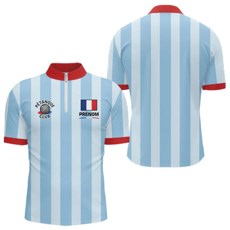 Polo Club Pétanque Homme Femme - Style Drapeau Français - Polo Zippé Homme