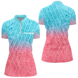 Polo Club Pétanque Homme Femme Gradient - Rose & Bleu Personnalisé - Polo Zippé Femme