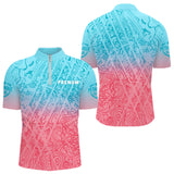 Polo Club Pétanque Homme Femme Gradient - Rose & Bleu Personnalisé - Polo Zippé Homme