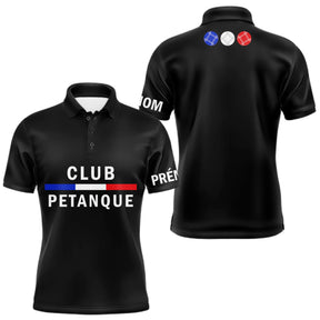 Polo Club Pétanque Noir Personnalisé - Français & Boulistes - Polo Homme
