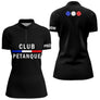 Polo Club Pétanque Noir Personnalisé - Français & Boulistes - Polo Zippé Femme