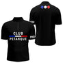 Polo Club Pétanque Noir Personnalisé - Français & Boulistes - Polo Zippé Homme