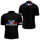 Polo Club Pétanque Noir Personnalisé - Français & Boulistes - Polo Zippé Homme