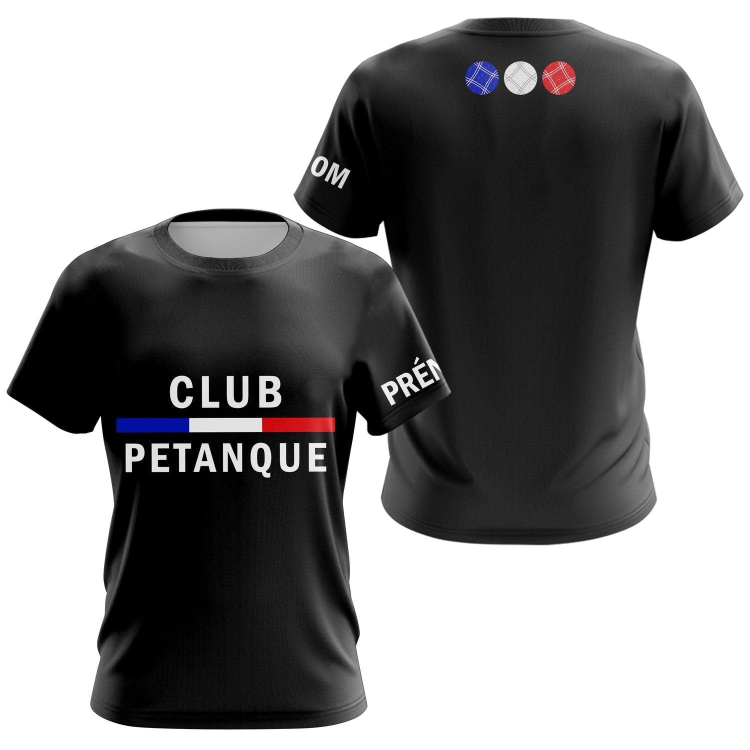 Polo Club Pétanque Noir Personnalisé - Français & Boulistes - T-Shirt Femme