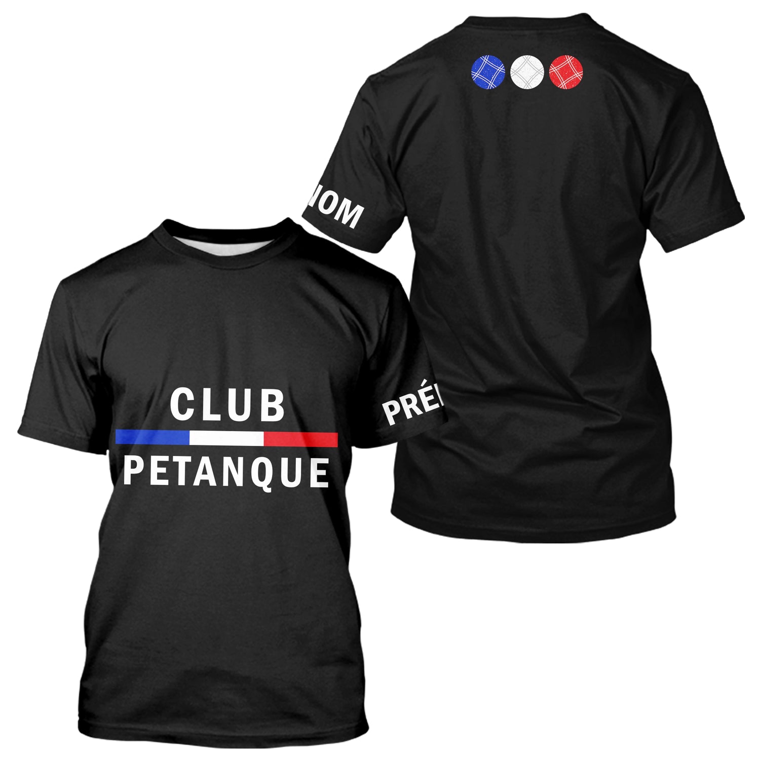 Polo Club Pétanque Noir Personnalisé - Français & Boulistes - T-Shirt Homme