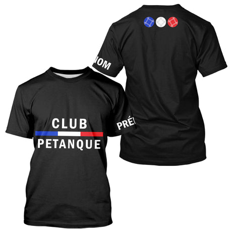 Polo Club Pétanque Noir Personnalisé - Français & Boulistes - T-Shirt Homme