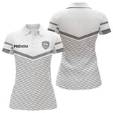 Polo Club Pétanque Personnalisé Blanc Gris - Boules Prénom - Polo Femme