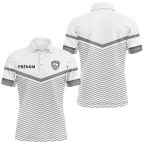 Polo Club Pétanque Personnalisé Blanc Gris - Boules Prénom - Polo Homme