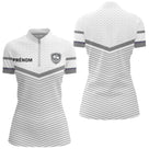 Polo Club Pétanque Personnalisé Blanc Gris - Boules Prénom - Polo Zippé Femme
