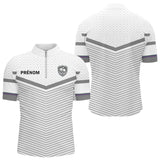 Polo Club Pétanque Personnalisé Blanc Gris - Boules Prénom - Polo Zippé Homme 