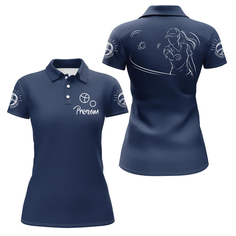 Polo Club Pétanque Sport - Bleu Marine Minimaliste - Polo Femme