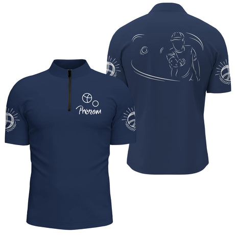Polo Club Pétanque Sport - Bleu Marine Minimaliste - Polo Zippé Homme